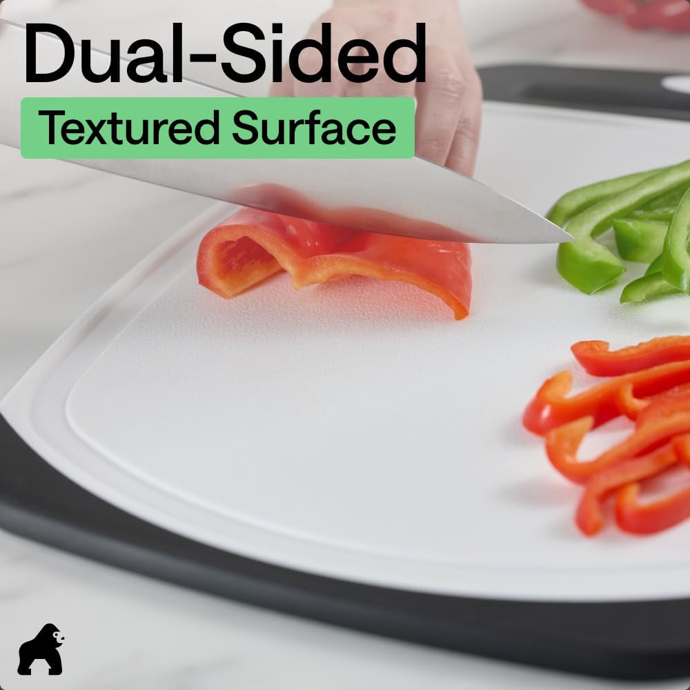 GORILLA GRIP Cutting Board Set of 3, Slip Resistant and Nonporous, Black