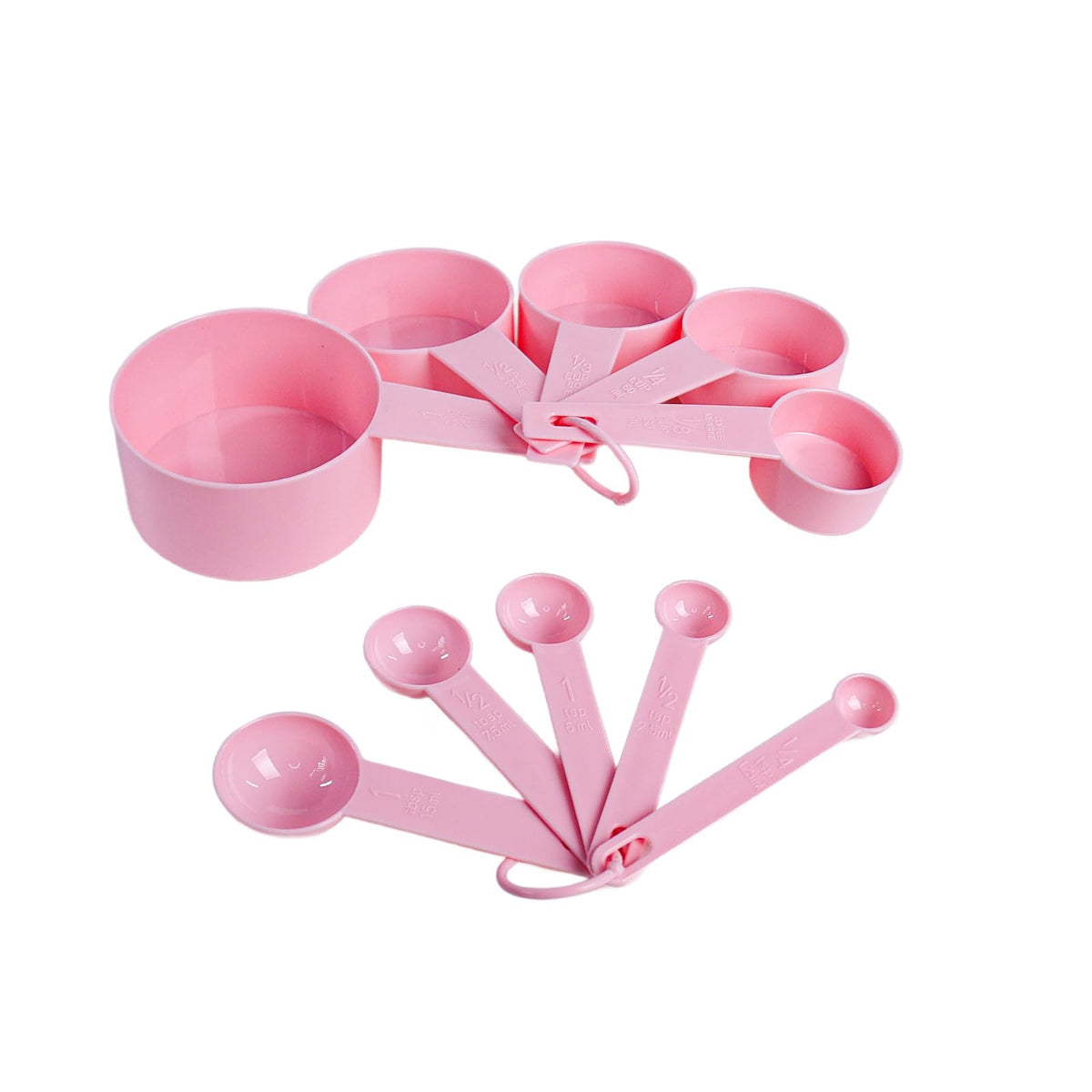 Inmorven 10pcs Measuring Cups and Spoons Set, BPA-Free Plastic Kitchen Baking Tools with Engraved Markings, Stackable Design for Dry & Liquid Ingredients (Black)