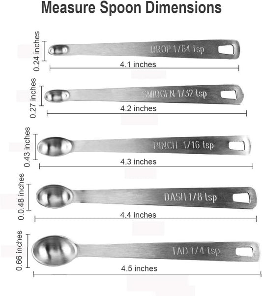 Measuring Spoons,Includ 1/4 tsp, /8 tsp,1/16 tsp,1/32 tsp,1/64 tsp