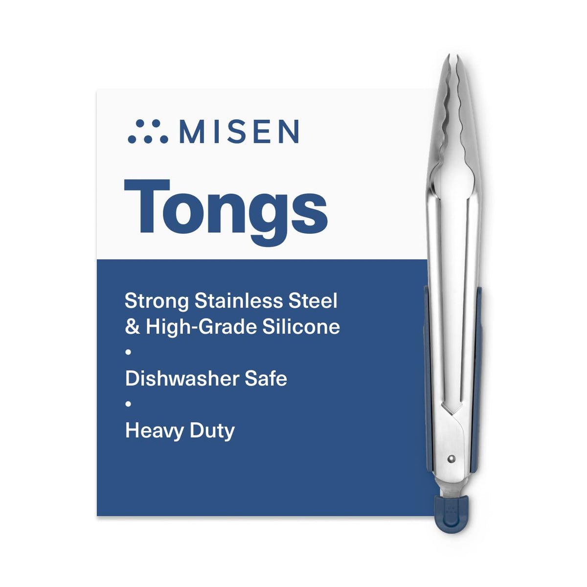 Misen Kitchen Tongs - Dishwasher Safe, Heavy Duty - Precision Silicone-Tipped Grilling Tool - Heat Resistant, Nonstick Safe - Perfect for Serving and Air Frying- 13 Inch | Black