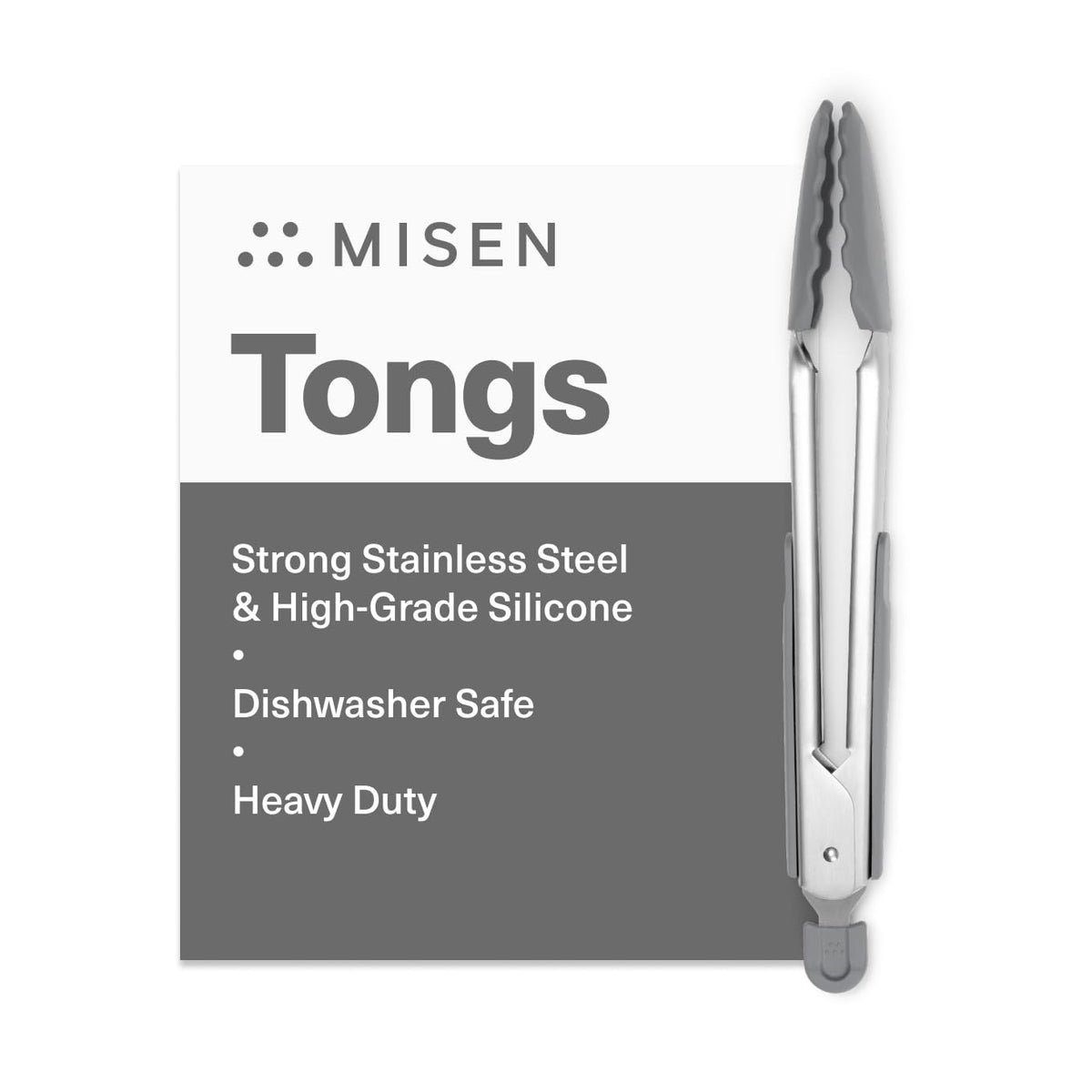 Misen Kitchen Tongs - Dishwasher Safe, Heavy Duty - Precision Silicone-Tipped Grilling Tool - Heat Resistant, Nonstick Safe - Perfect for Serving and Air Frying- 13 Inch | Black