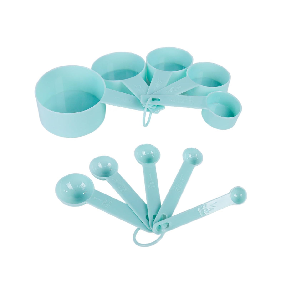 Inmorven 10pcs Measuring Cups and Spoons Set, BPA-Free Plastic Kitchen Baking Tools with Engraved Markings, Stackable Design for Dry & Liquid Ingredients (Black)