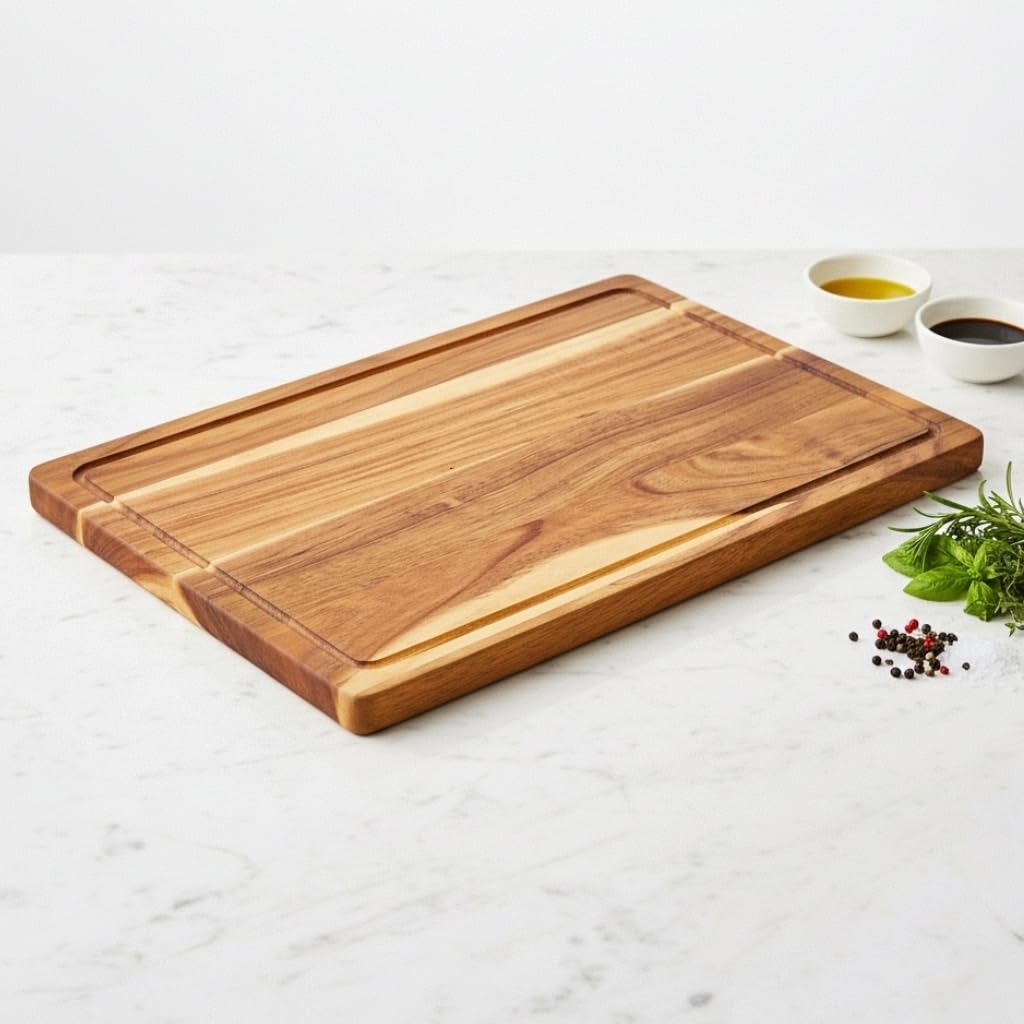 Small Bamboo Cutting Boards with Juice Groove (11" x 7.8"), No Toxic Wooden Chopping Board for Kitchen, Charcuterie Board, Wooden Cutting Board for Meat, Cheese, Fruits, and Vegetables