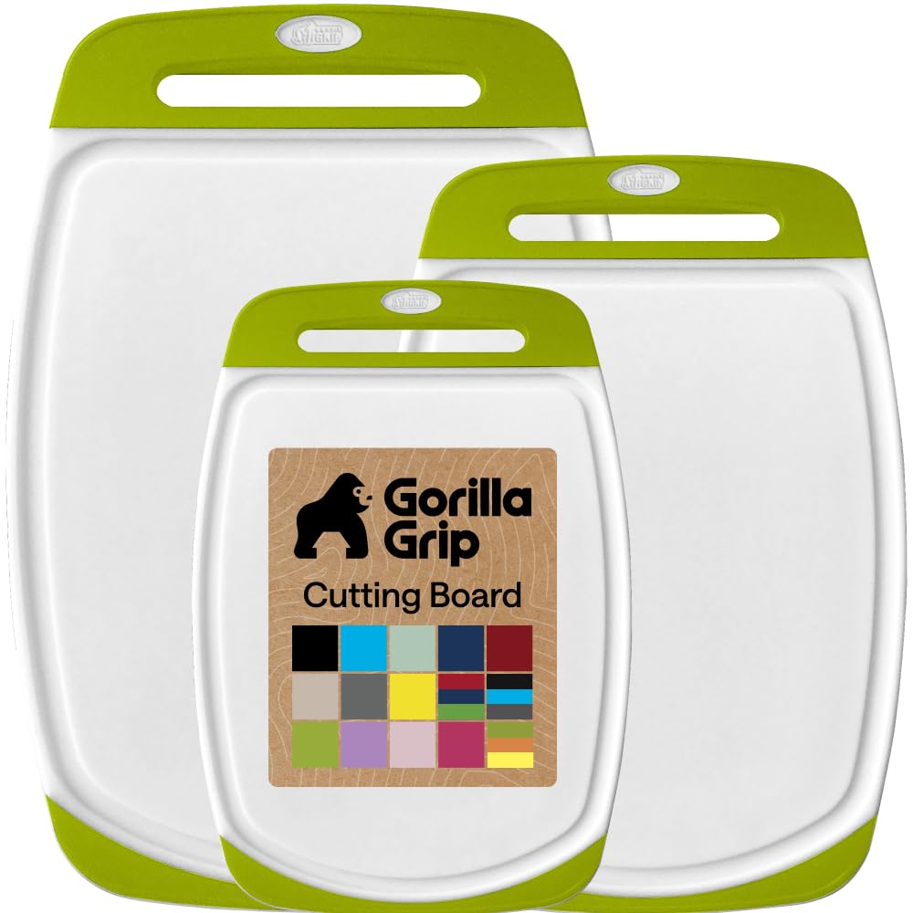 GORILLA GRIP Cutting Board Set of 3, Slip Resistant and Nonporous, Black
