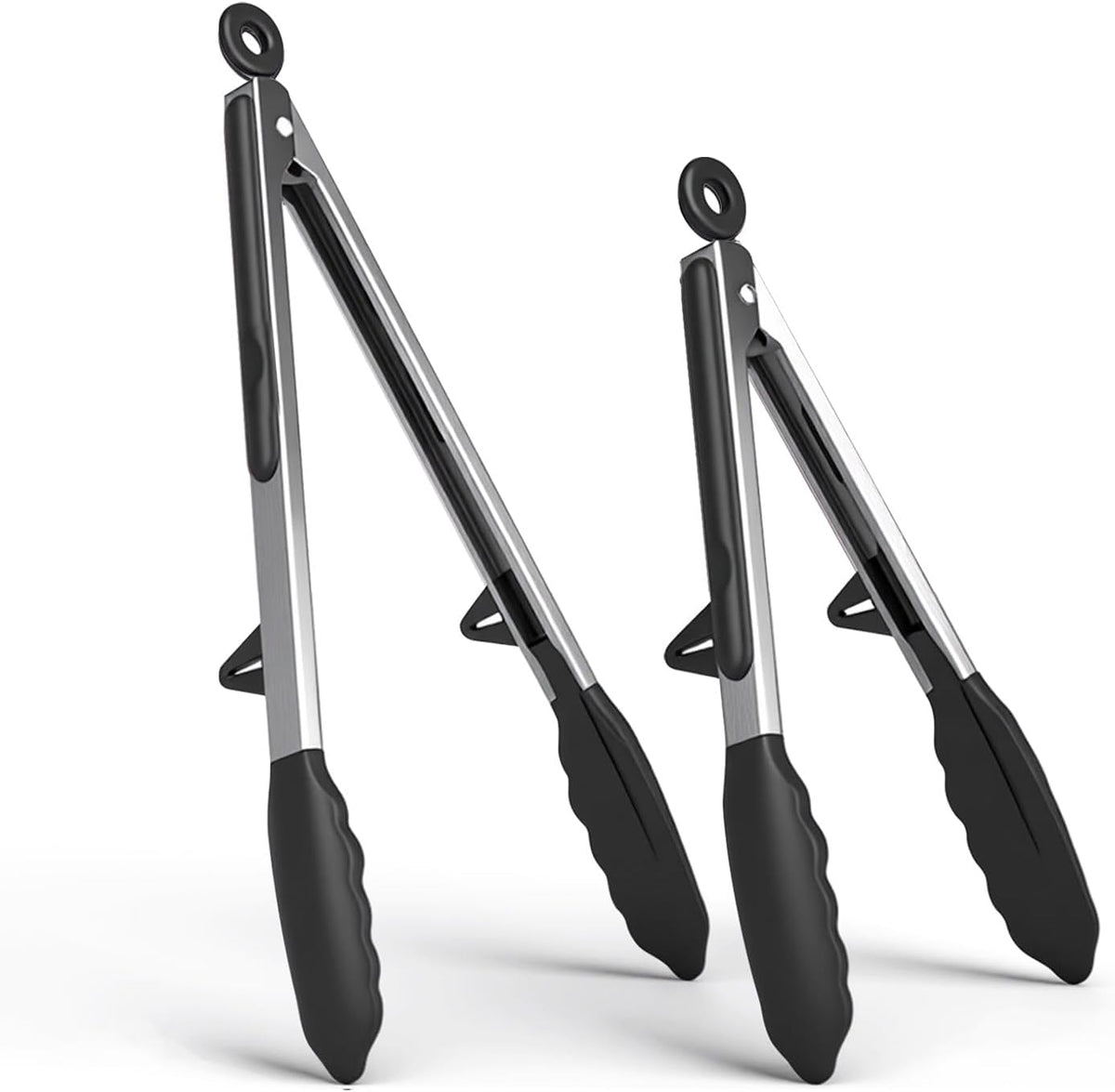 Kitchen Cooking Tongs Set, 9" & 12", Black, 2 Pack