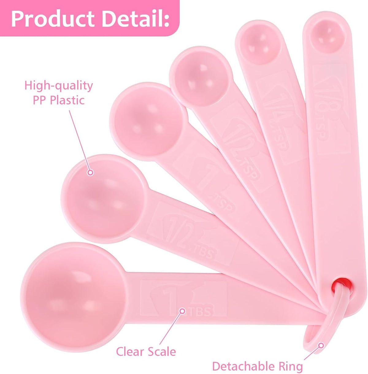Accmor Measuring Cups & Spoons Set, Measuring Cup Set, Plastic Stackable Cups and Spoons, 11 Pcs Different Capacities Tablespoons Kitchen Gadgets Nesting Measure Sets for Dry Liquid Ingredients (Pink)