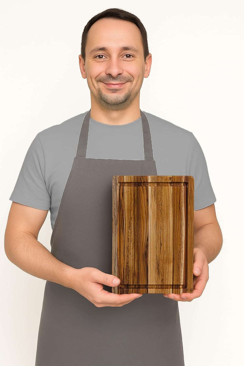 Teakhaus Edge-Grain Teak Wood Cutting Board with Juice Groove, Small