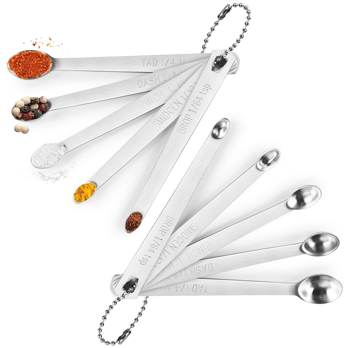 5 Pcs Mini Measuring Spoons Set, Stainless Steel, Cute