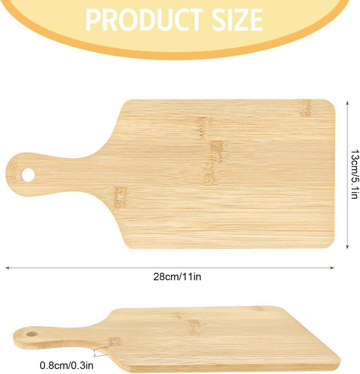 25 PCS Cutting Board Bulk Wood Chopping Board Laser Engraving Serving Board with Handle Charcuterie Boards for Customized Mother's Day Housewarming Gift 11" x 5" Bamboo