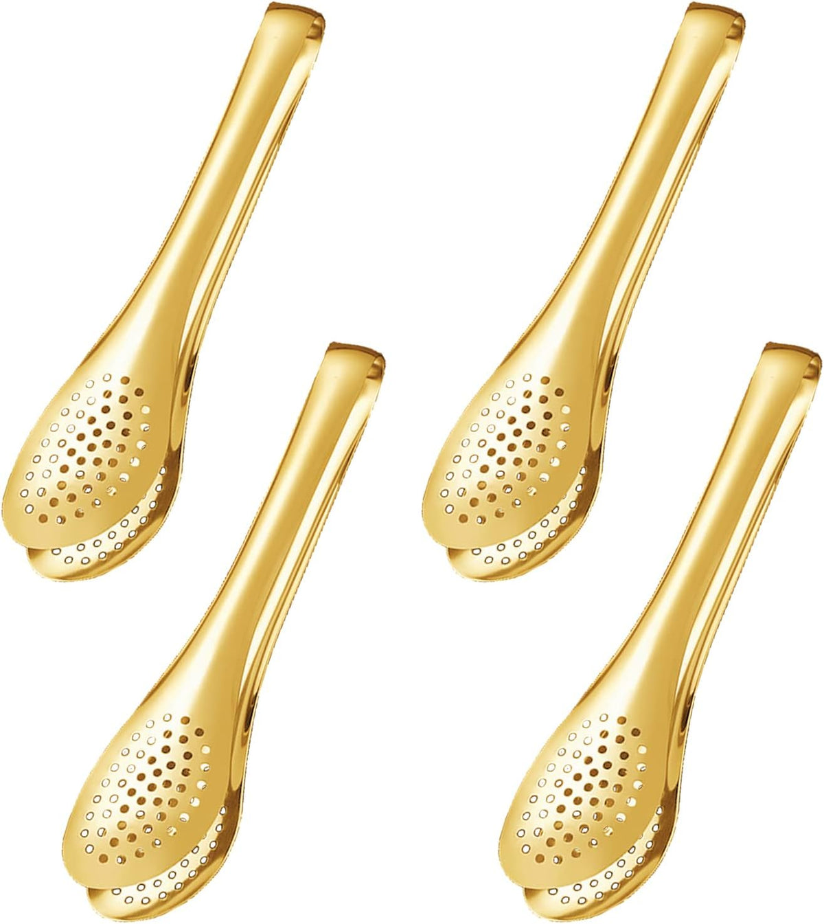 Mini Serving Tongs Gold Tongs 5 Inch Stainless Steel Serving Utensils Small Tongs for Appetizers Sugar Tongs Ice Tongs Tea Party Set of 4 (5 Inch Gold)