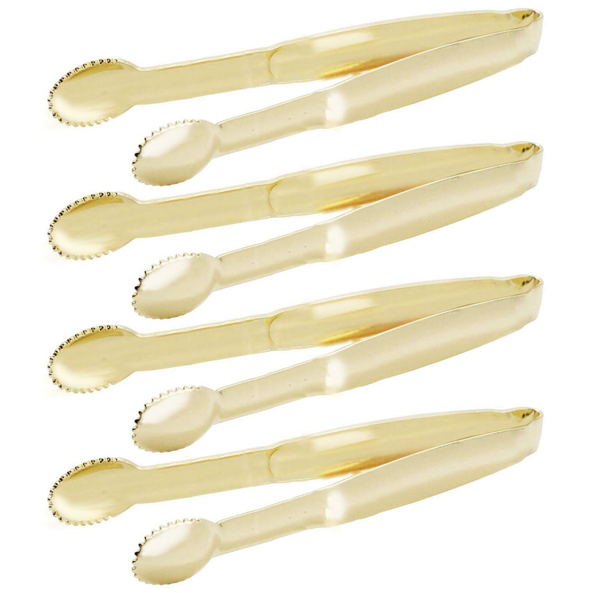 HINMAY Mini Appetizer Tongs 5.75" Stainless Steel Tongs, Set of 4 (Gold)