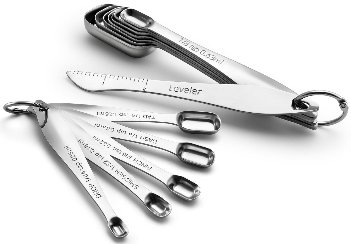 Spring Chef Stainless Steel Measuring Spoons Set of 8 with Leveler
