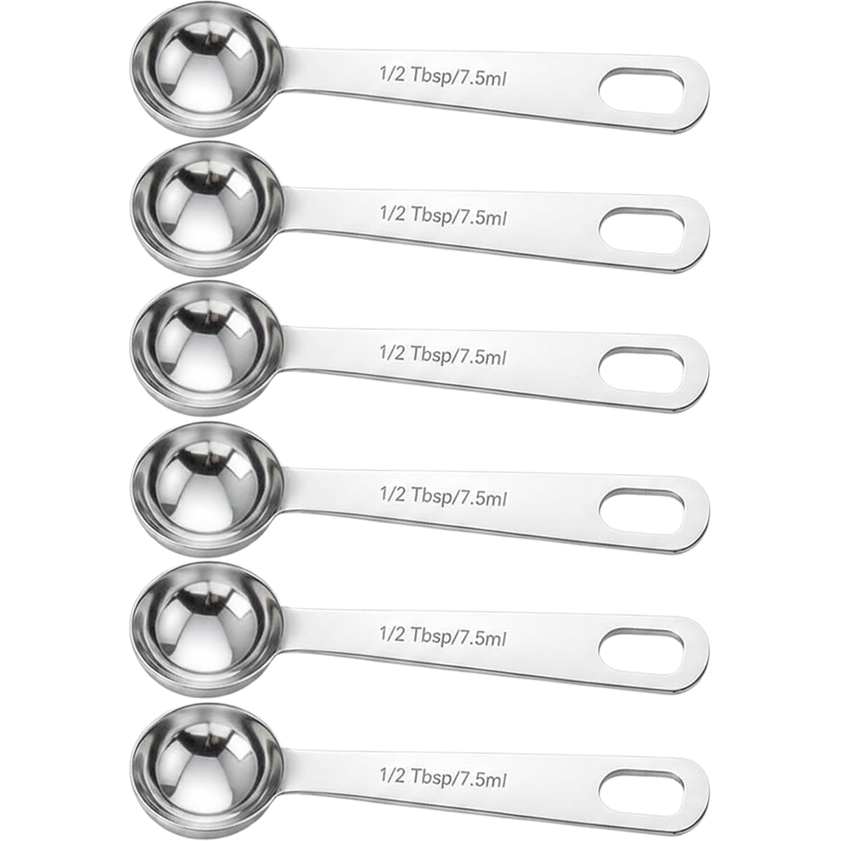 6PCS Teaspoon Measuring Spoons Set(1 Tsp, 5ml), Tablespoon Measuring Spoons Stainless Steel Short Compact Kitchen Scoops for Spices, Baking, and Everyday Cooking