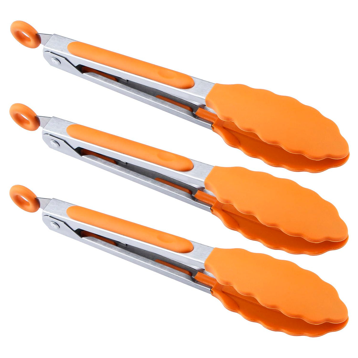 MSY BIGSUNNY Kitchen Food Tongs - 7" Mini Silicone Serving Tongs - Set of 3 (Pink)