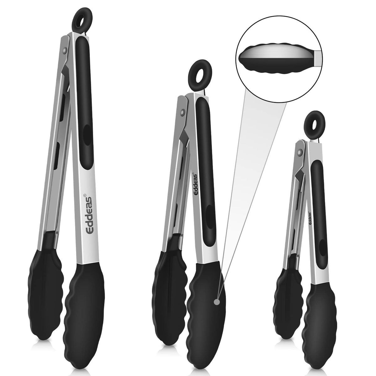 Tongs For Cooking Up to 600 °F Metal Kitchen Tongs 3PCS 7,9,12 Inch