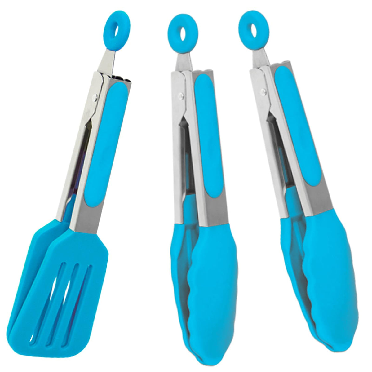 7 inch Mini Silicone Serving Tongs with Silicone Tips Set of 3