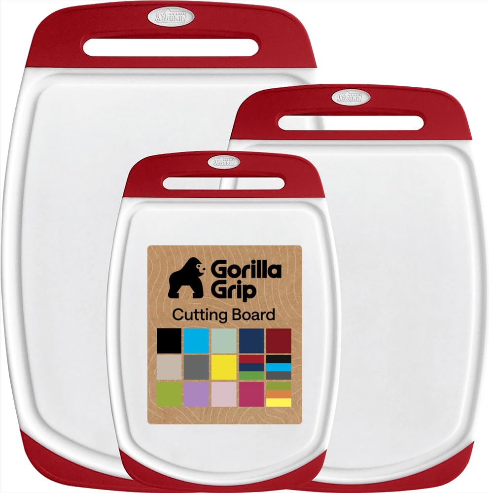 GORILLA GRIP Cutting Board Set of 3, Slip Resistant and Nonporous, Black