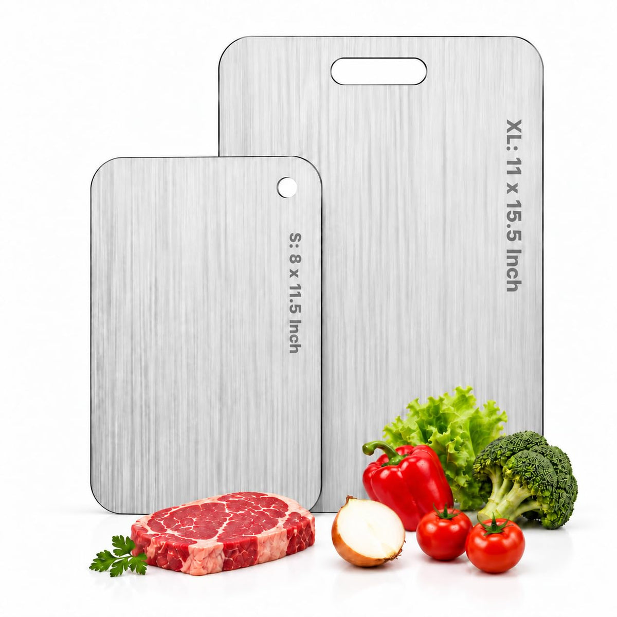 Katori Titanium Cutting Boards for Kitchen-100% Pure Titanium Cutting Board set Double Sided Non Toxic Titanware Chopping Board,Dishwasher Safe Metal Cutting Boards FathersDay Gifts(1PC-S-8x11.5In)