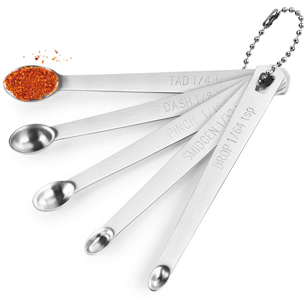 5 Pcs Mini Measuring Spoons Set, Stainless Steel, Cute