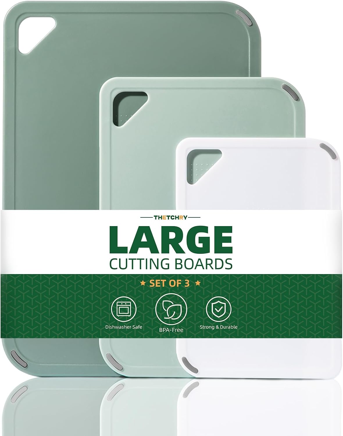 THETCHRY Plastic Cutting Board Set of 3-Cutting Boards for Kitchen BPA Free