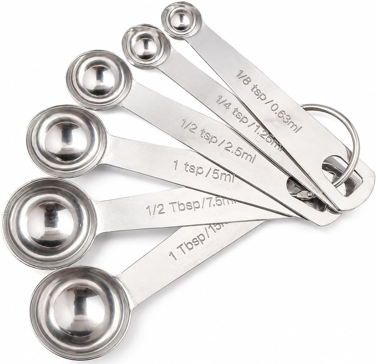 Stainless Steel Measuring Spoons Set of 6, Engraved US & Metric