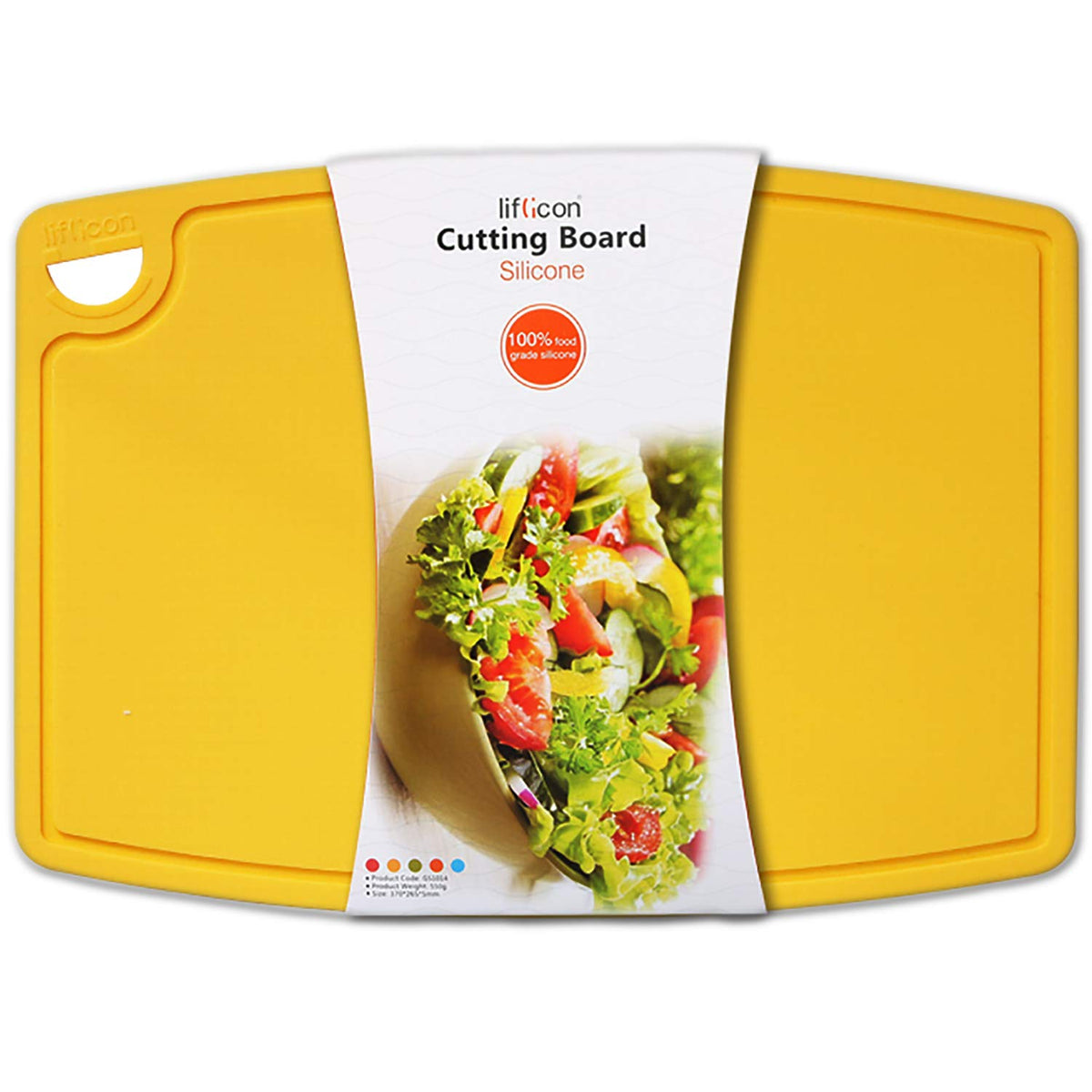 Liflicon Thick Silicone Cutting Board 12.6'' x 9.1'' Juice Grooves Easy Grip Handle Dishwasher Safe-Red