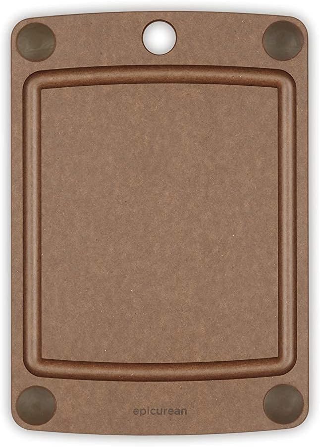 Epicurean All-In-One Cutting Board with Non-Slip Feet and Juice Groove - Non-toxic, Dishwasher Safe, Made in the USA, 10" x 7", Nutmeg