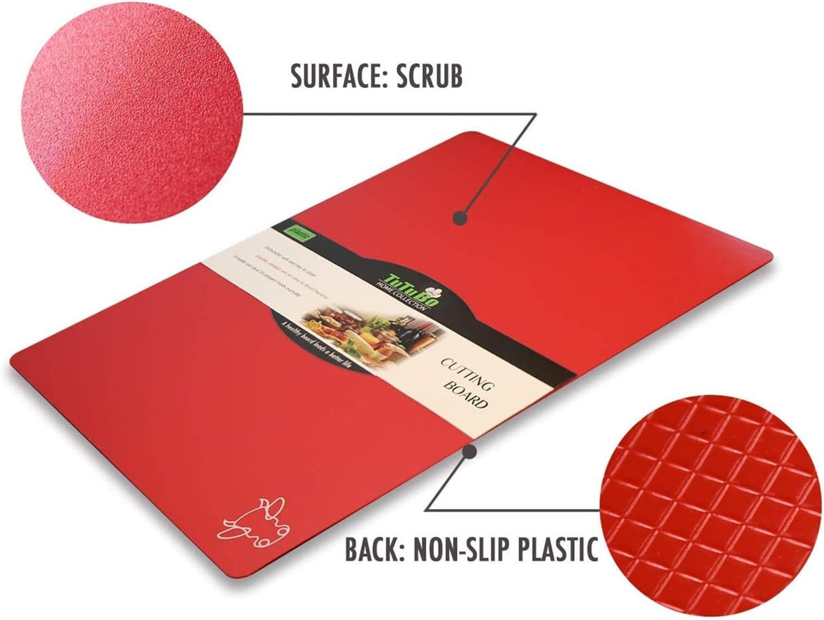 Fotouzy Flexible Plastic Cutting Boards for Kitchen, Upgrade Nonslip Cutting Board Set of 4, BPA-Free, Dishwasher Safe