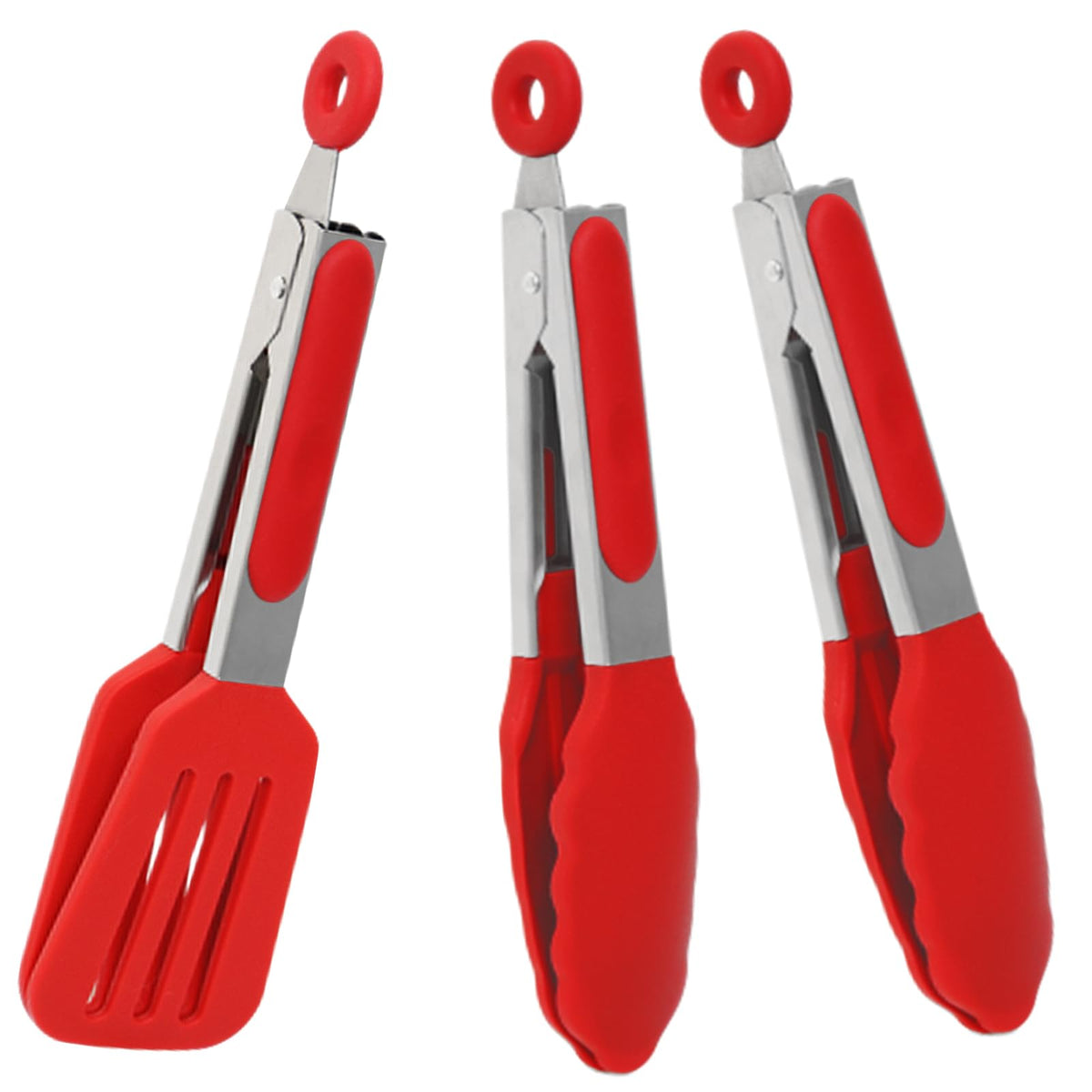 7 inch Mini Silicone Serving Tongs with Silicone Tips Set of 3