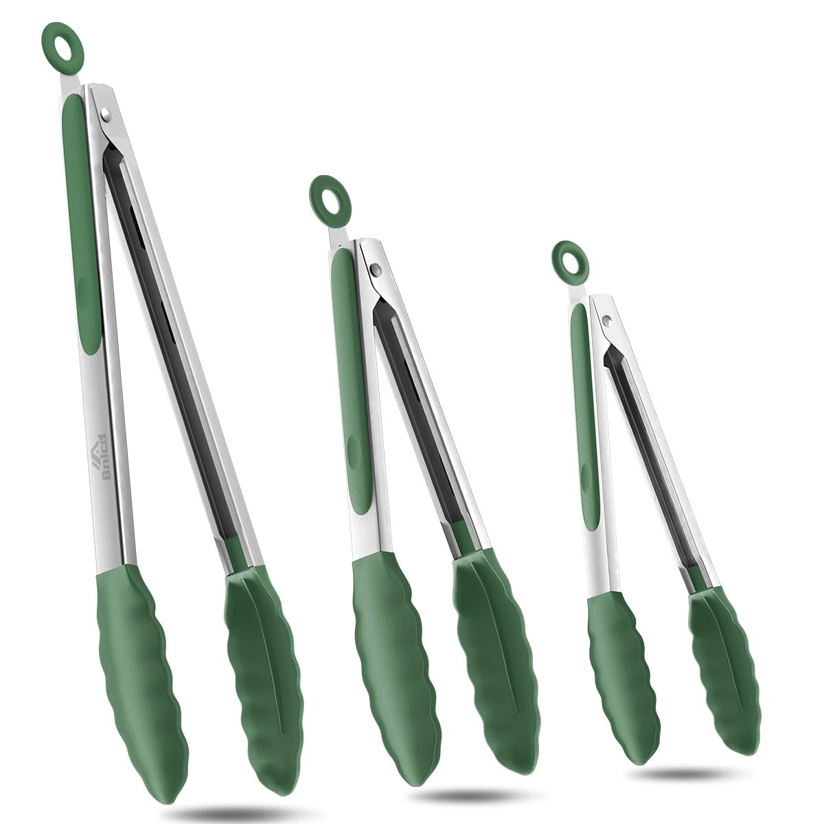 Silicone Kitchen Tongs for Cooking, Stainless Steel, 3PCS, Mud Color