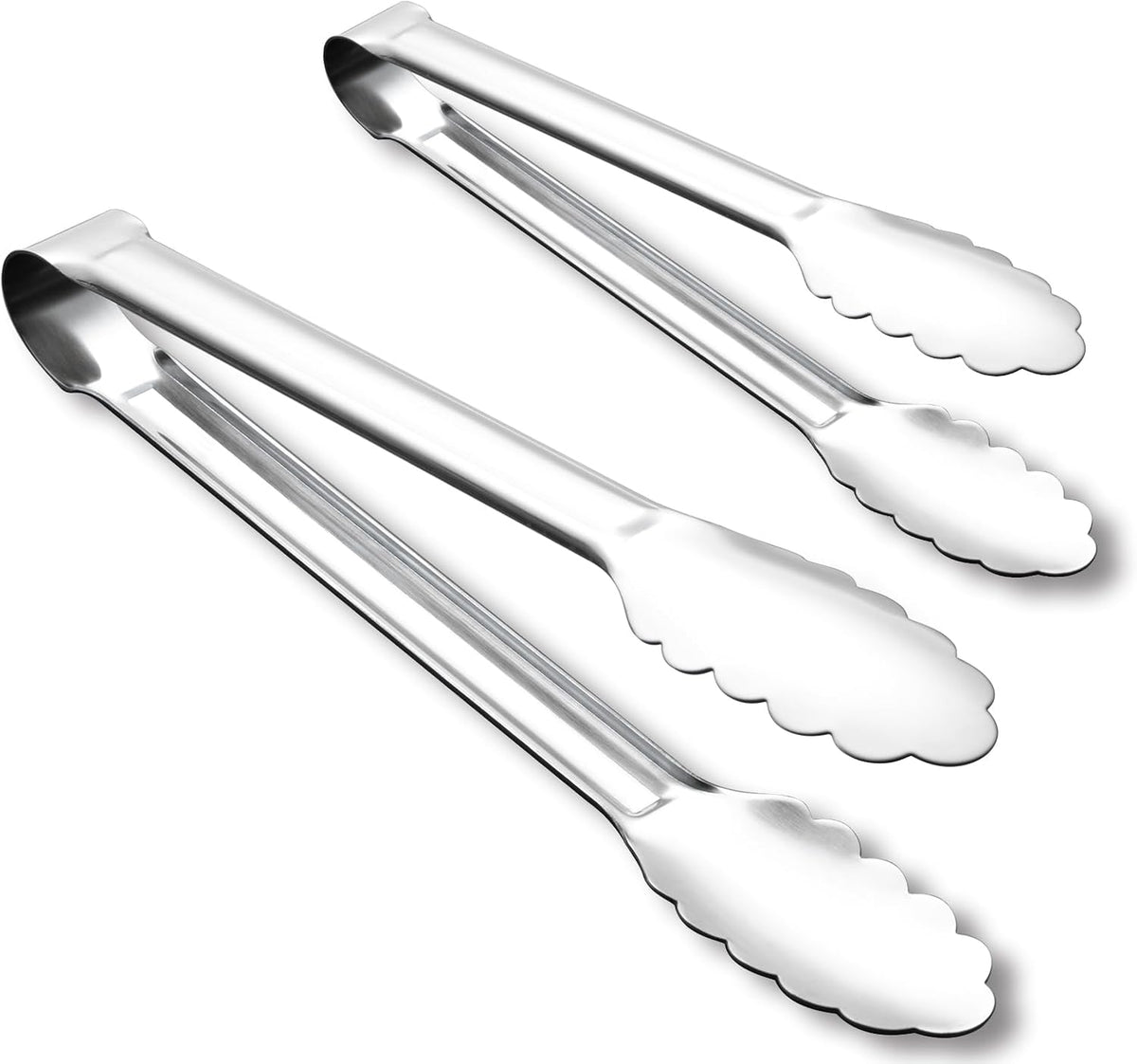 OYV Seamless Tongs for Cooking, One-Piece Design, Durable Heat Resistant Stainless Steel Tongs for Kitchen, Grill, BBQ, Salad, Dishwasher Safe, Metal Tongs Set (12" & 9")