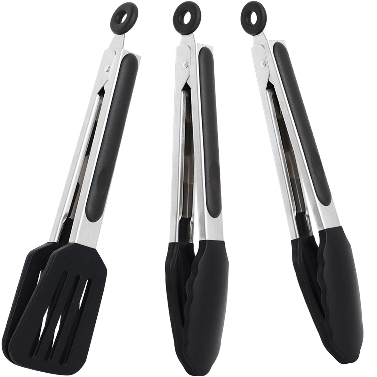 7 inch Mini Silicone Serving Tongs with Silicone Tips Set of 3