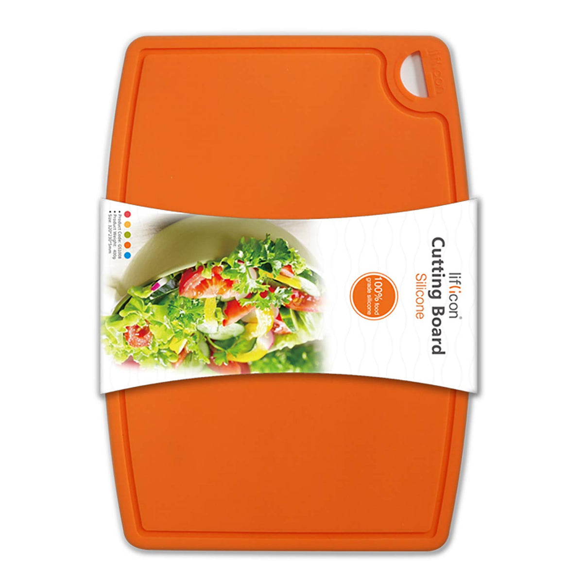 Liflicon Thick Silicone Cutting Board 12.6'' x 9.1'' Juice Grooves Easy Grip Handle Dishwasher Safe-Red