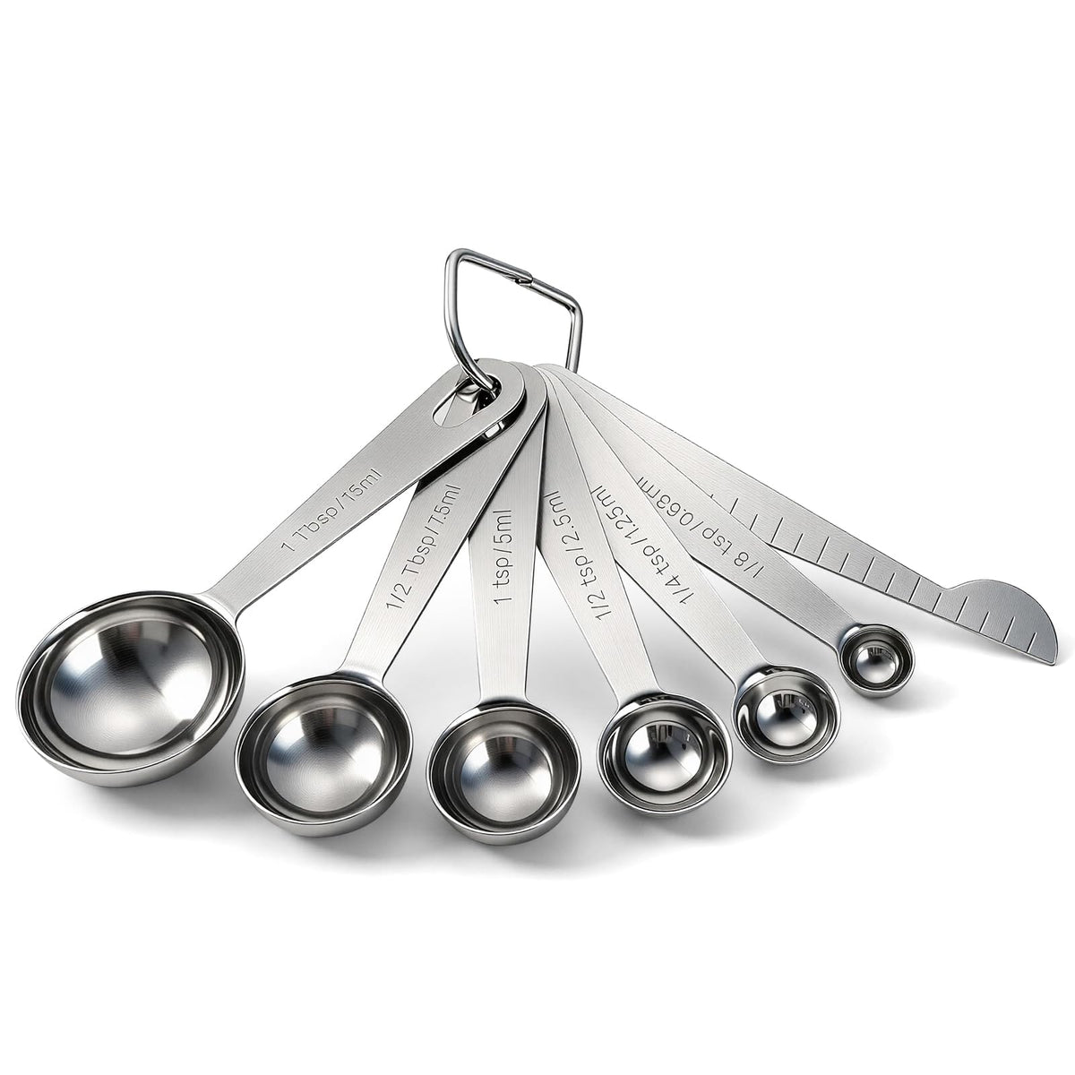 Bopei Measuring Spoons Set, 7-Piece 18/8 Stainless Steel with Leveler