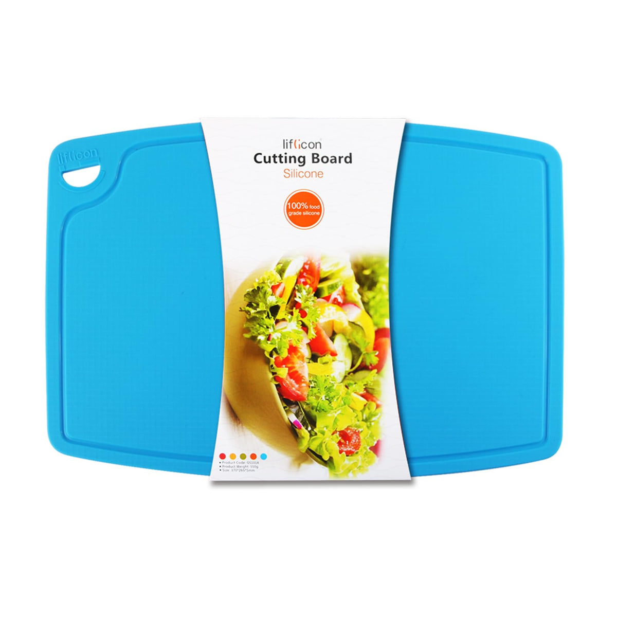 Liflicon Thick Silicone Cutting Board 12.6'' x 9.1'' Juice Grooves Easy Grip Handle Dishwasher Safe-Red