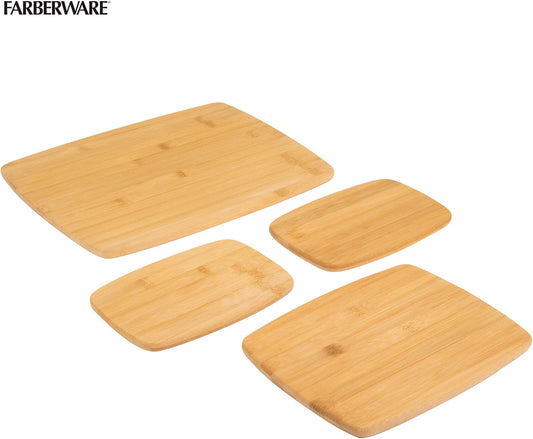 Farberware Bamboo Cutting Board Set, 4-Piece, Reversible