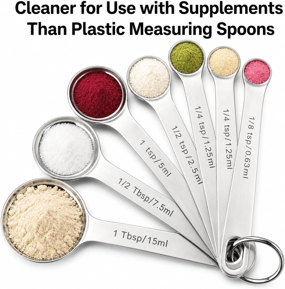 Stainless Steel Measuring Spoons Set of 6, Engraved US & Metric
