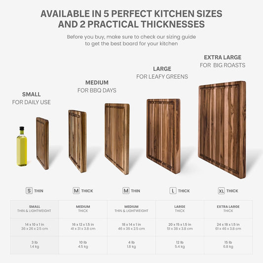 Teakhaus Edge-Grain Teak Wood Cutting Board with Juice Groove, Small
