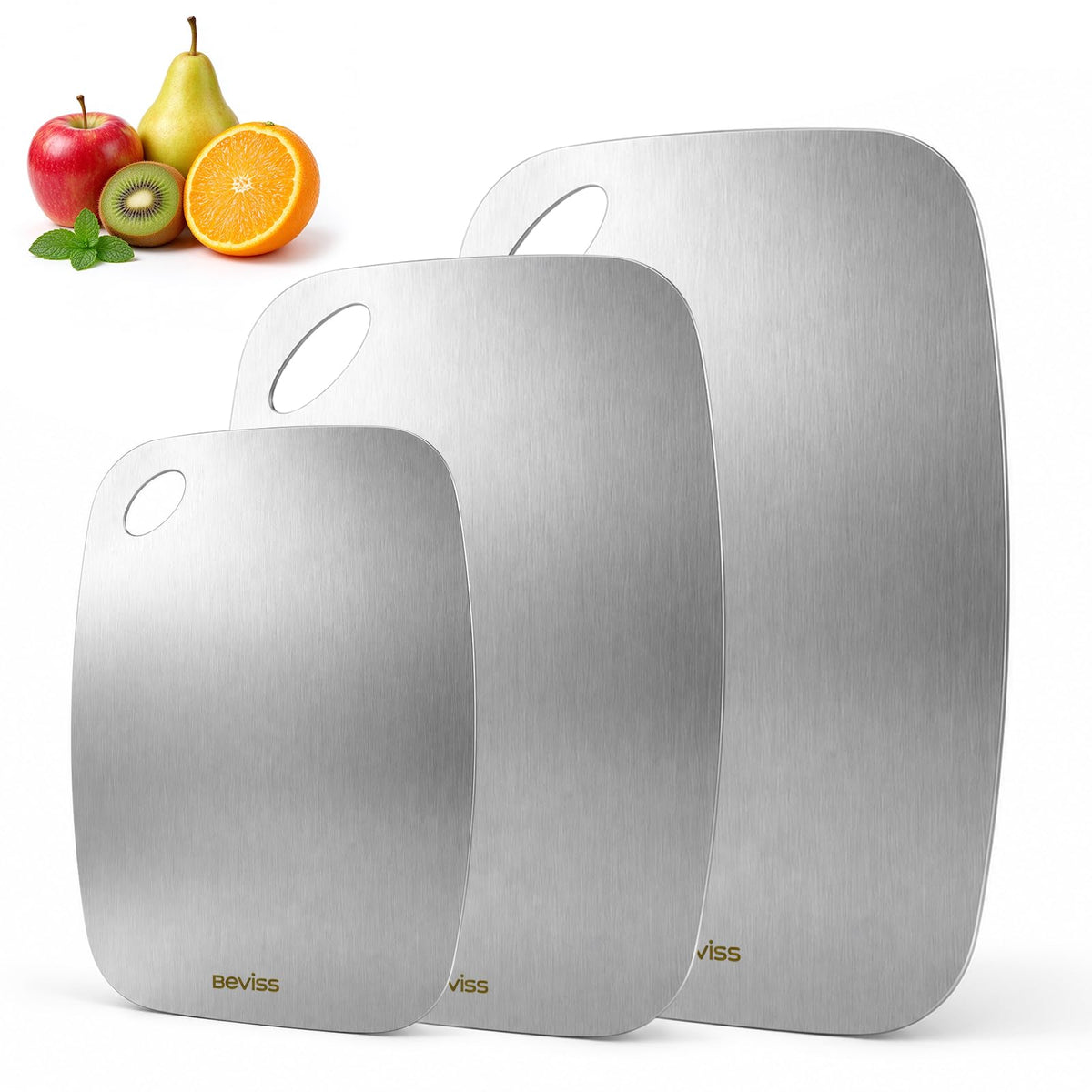 Cutting Board, 100% Pure 18/8 Stainless Steel Cutting Board Double Sided,Chopping Board for Kitchen, Dishwasher Safe Chopping Board for Meat, Vegetables or Fruit(11.5"L x 8"W)