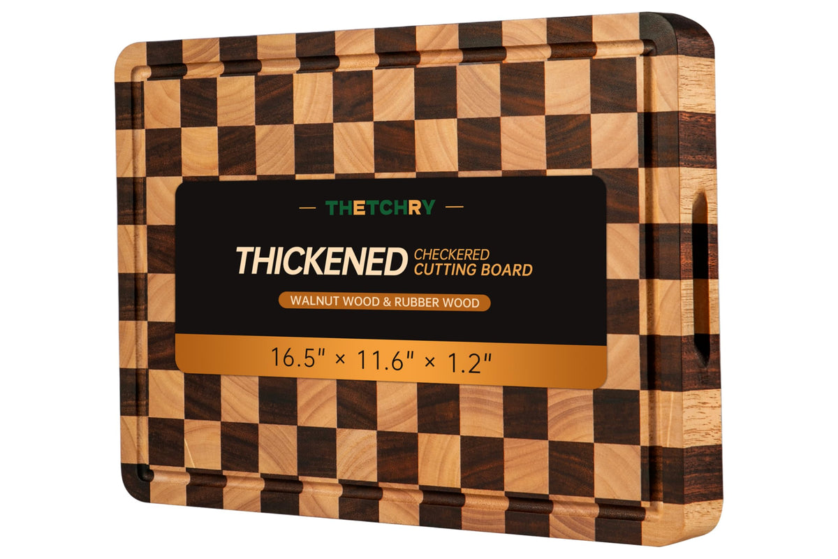 THETCHRY Cutting Boards for Kitchen, Checkered Wooden Cutting Board