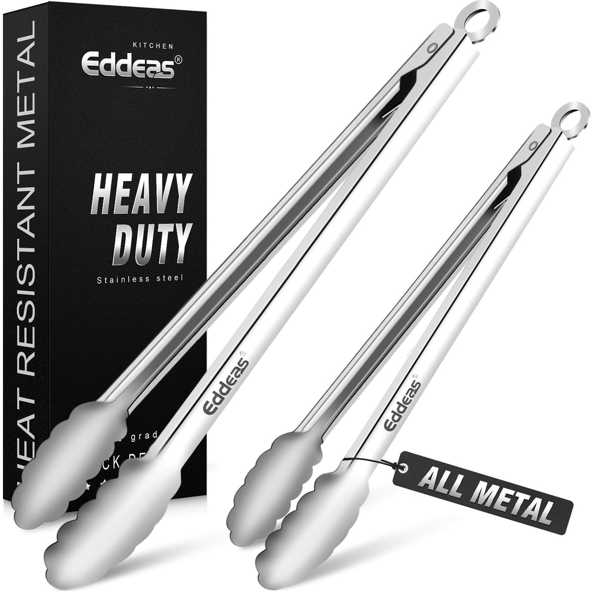 Metal Tongs For Cooking Up To 600°F Kitchen Tongs 2PCS - 9", 12 inch