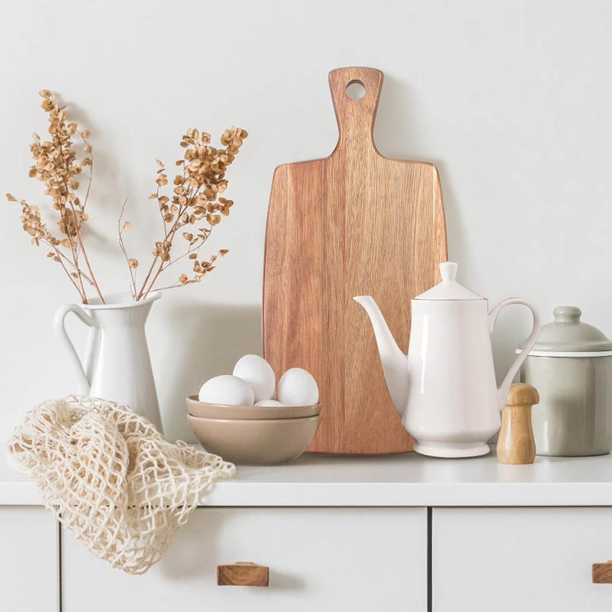Acacia Wood Cutting Board for Kitchen with Handle Small Charcuterie Boards
