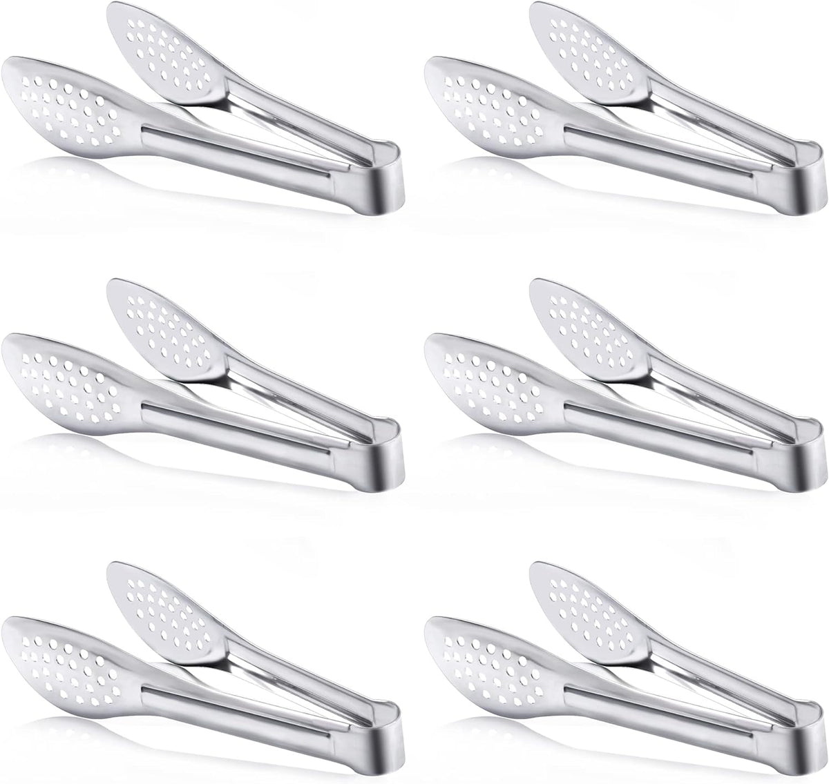 6 Pack Buffet Tongs,Stainless Steel Serving Tongs Serving Utensils 7Inch