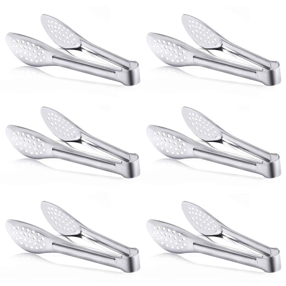 6 Pack Buffet Tongs,Stainless Steel Serving Tongs Serving Utensils 7Inch