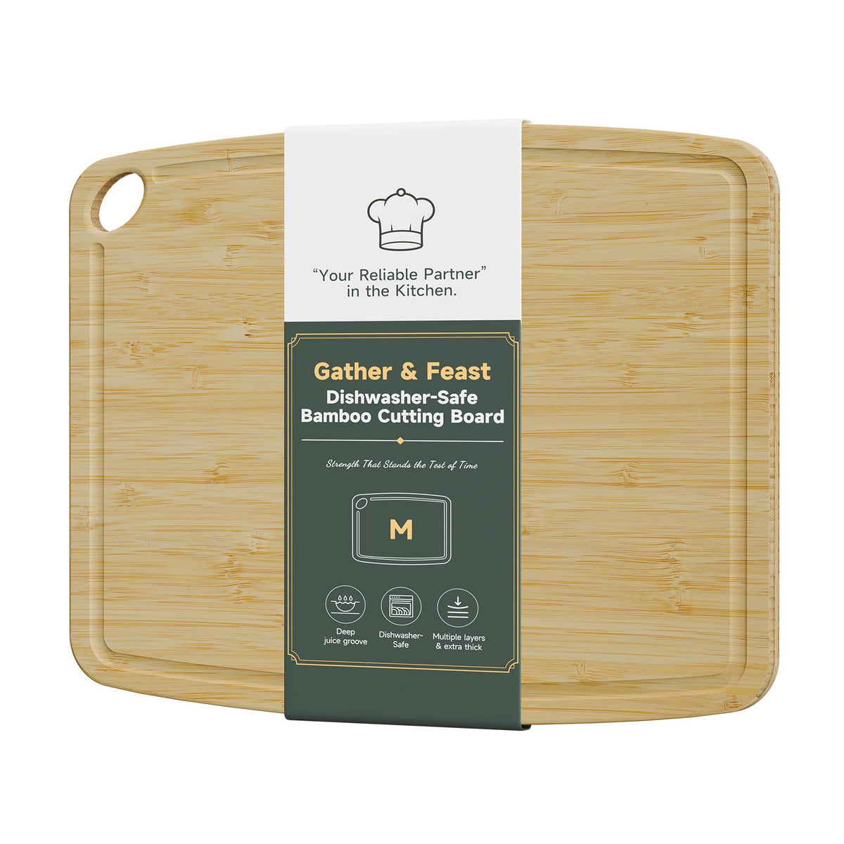 Dishwasher Safe Cutting Board,Bamboo Cutting Board with Juice Groove
