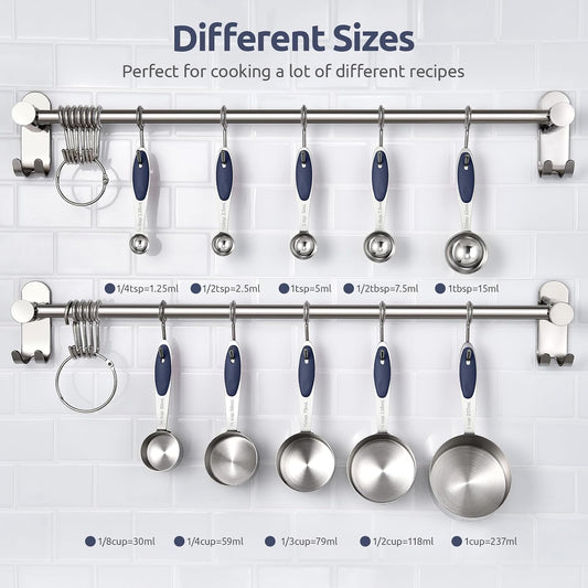 U-Taste Measuring Cups Spoons Set, 18/8 Stainless Steel, 10Pc/Midnight Blue