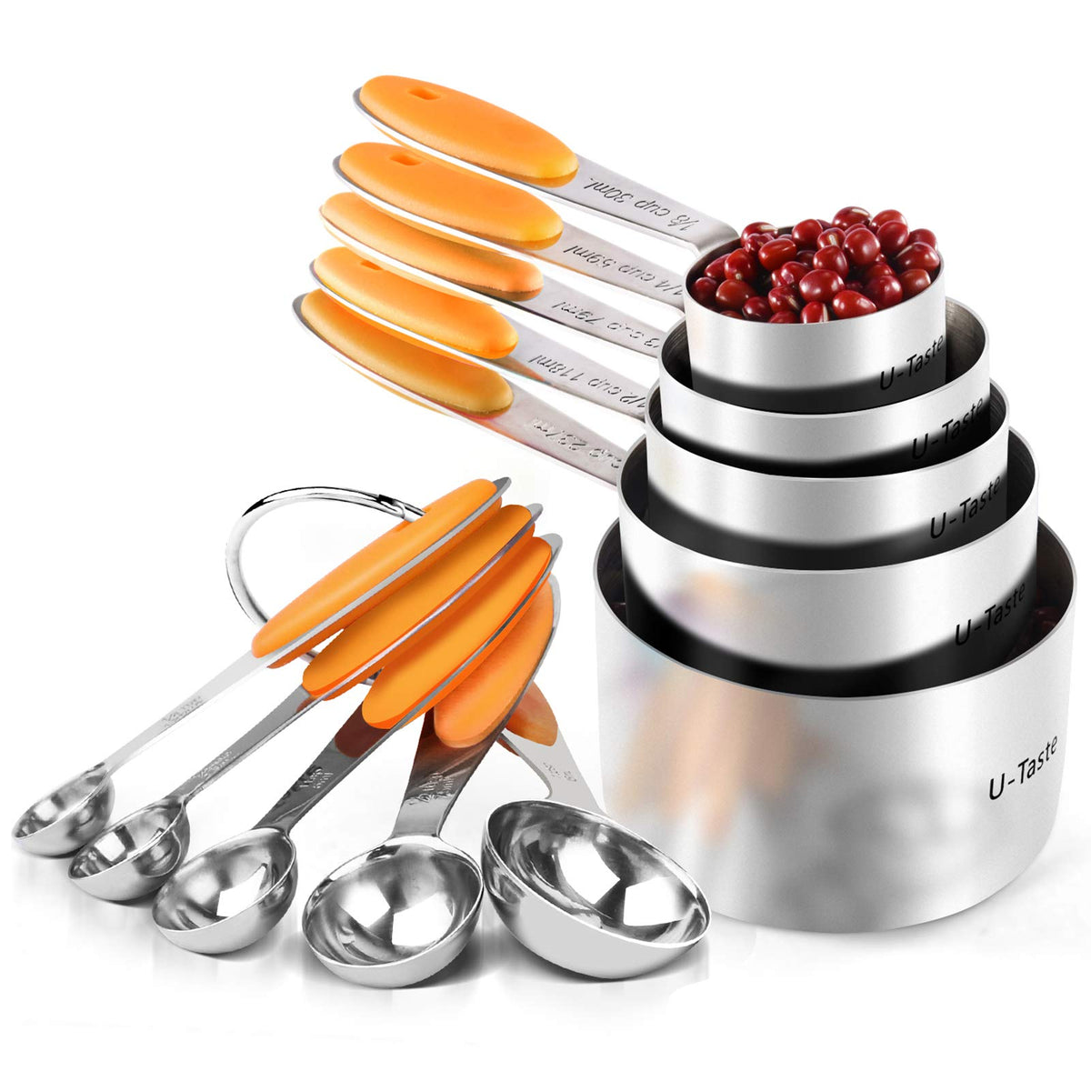 U-Taste Measuring Cups Spoons Set, 18/8 Stainless Steel, 10Pc/Midnight Blue