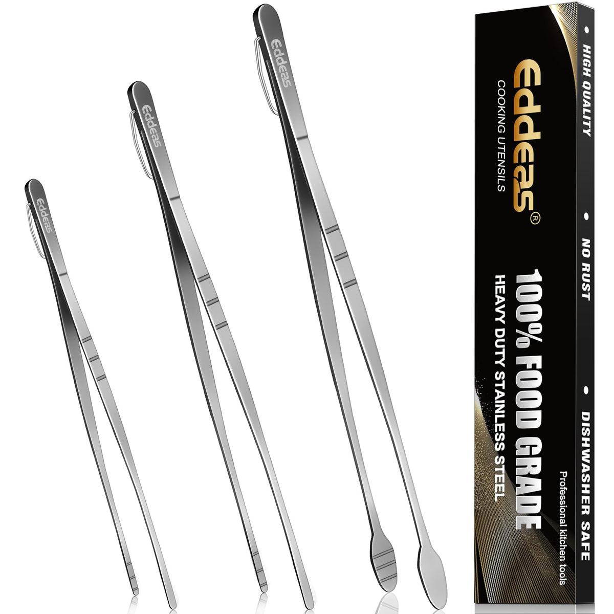 2 PCS 12 Inch Tongs for Cooking Heavy Duty All Metal Kitchen Tongs