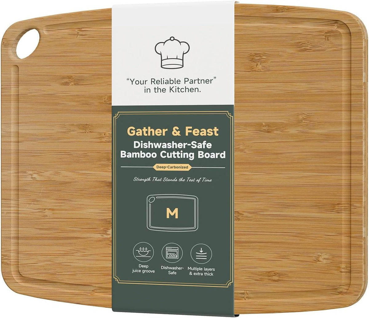 Dishwasher Safe Cutting Board,Bamboo Cutting Board with Juice Groove