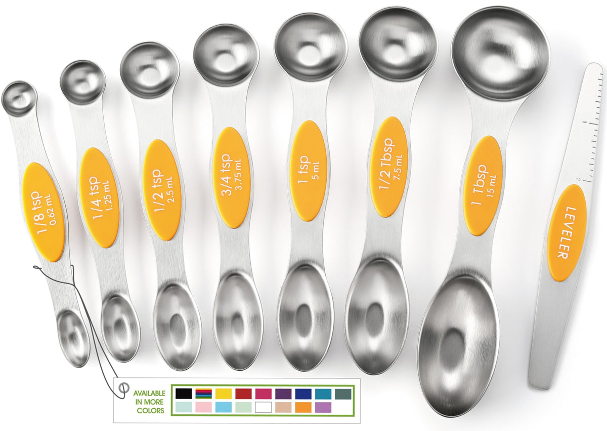 Spring Chef Stainless Steel Magnetic Measuring Spoons Set of 8, Pastel